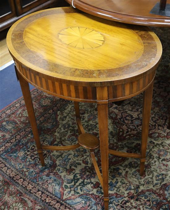 An Edwardian inlaid mahogany and satinwood occasional table, W.57cm